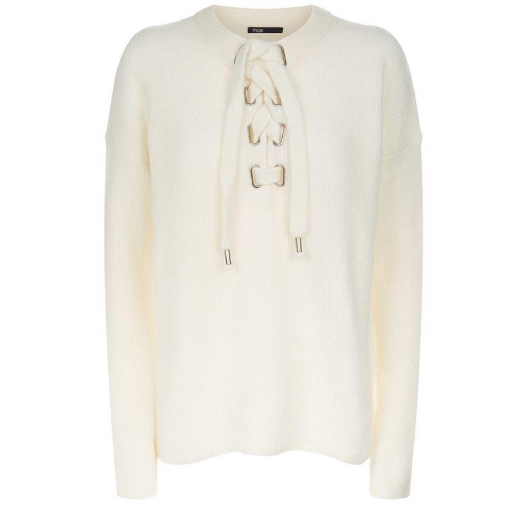 MAJE Manou Lace-up Detail Sweater